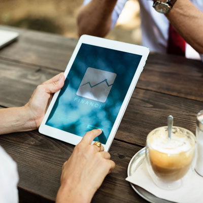 Tablet with Finacial records, image for Corporate and Commercial Law in Qualicum Beach